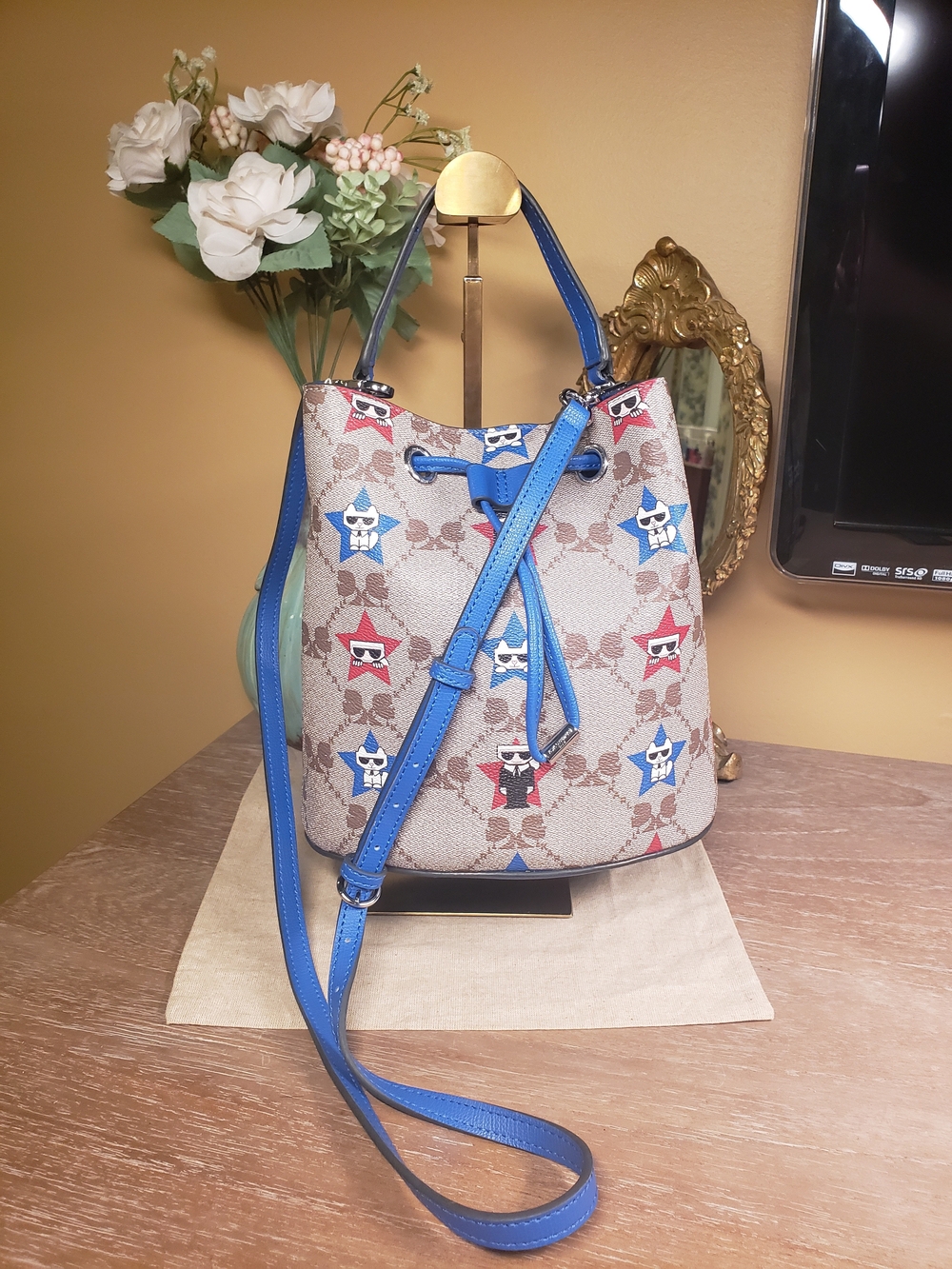 Karl Lagerfeld Paris Star Monogram Star Bucket Bag (Retail $228) - Picture 3 of 12